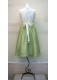 1. Krém-zöld szatén gyermekruha. Méret: 104-110